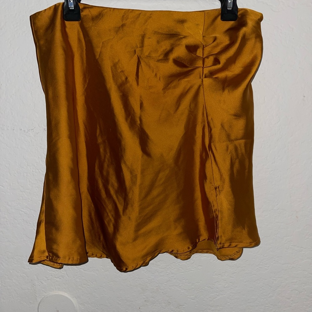 Free people orange skirt with zip & slit